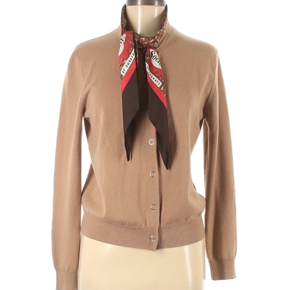 Burberry Scarf Neck Cashmere Cardigan Size M - Picture 2 of 3